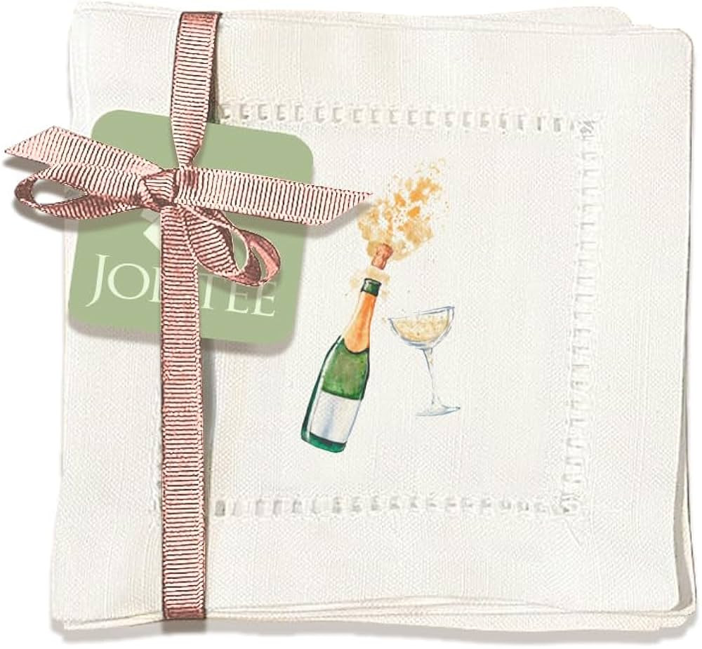 Linen Cocktail Napkins 6x6, Decorative Hemstitch Cocktail Napkins, Washable Cloth Napkins (New Ye... | Amazon (US)