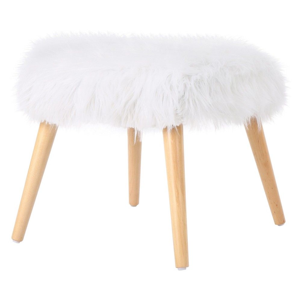 Huxley Faux Fur Ottoman - White - Christopher Knight Home, Adult Unisex | Target