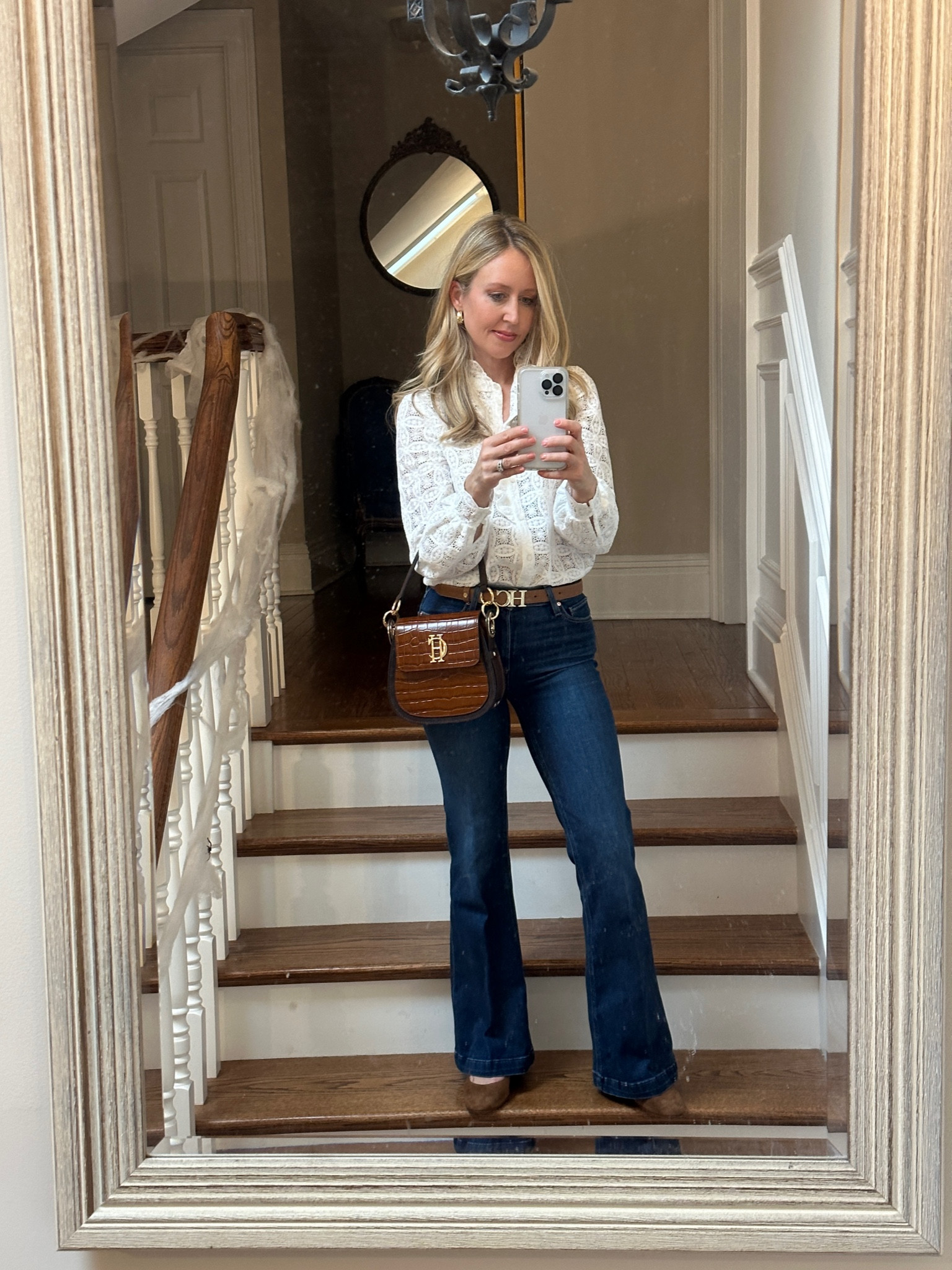 Family dinner out. Wearing Paige Genevieve jeans which run true to size  

Date night look, casual outfit, flare jeans. 


#LTKover40 #LTKstyletip #LTKSeasonal