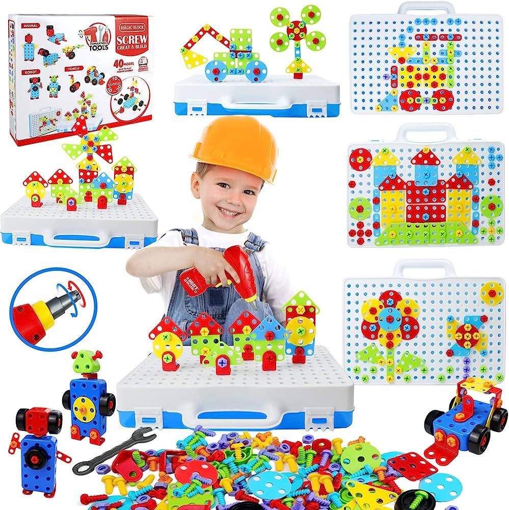STEM Toys 232 Pcs Drill Set Building Blocks, DIY Educational Construction Engineering Toys, Creat... | Amazon (US)