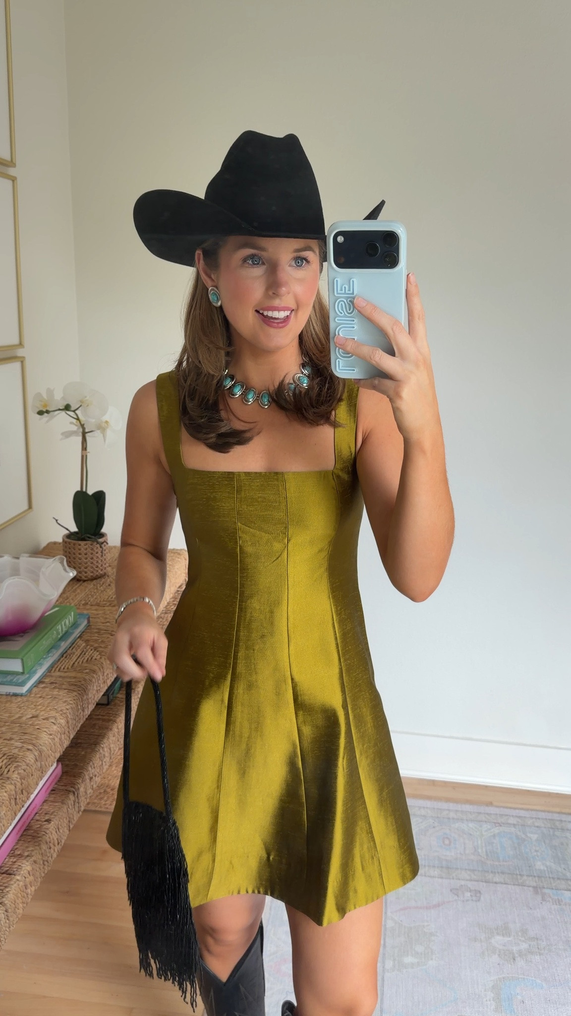Western chic outfit idea! Wearing an XS in dress