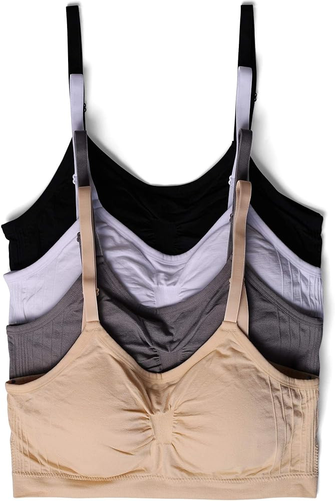 Kalon 4 Pack Women’s Nylon Spandex Removable Pads Comfort Cami Bras Wireless | Amazon (US)