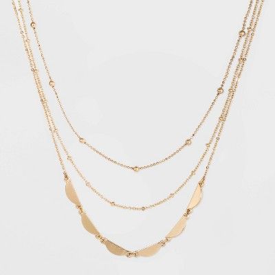 Three Row Layered Necklace - A New Day&#8482; Gold | Target