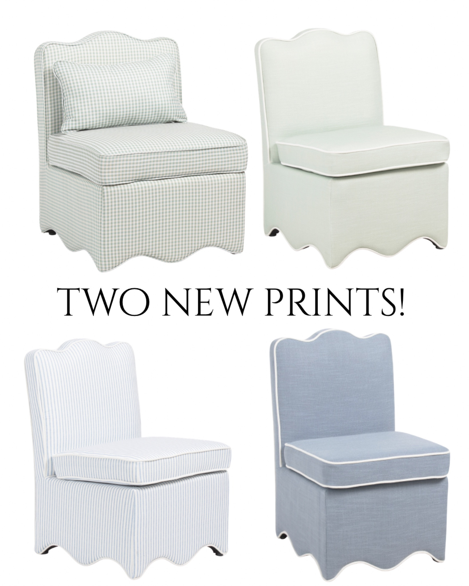 Scalloped chairs in gingham and stripe 