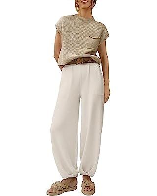 ANRABESS Women's Two Piece Outfits Sweater Sets Knit Pullover Tops and High Waisted Pants Tracksu... | Amazon (US)