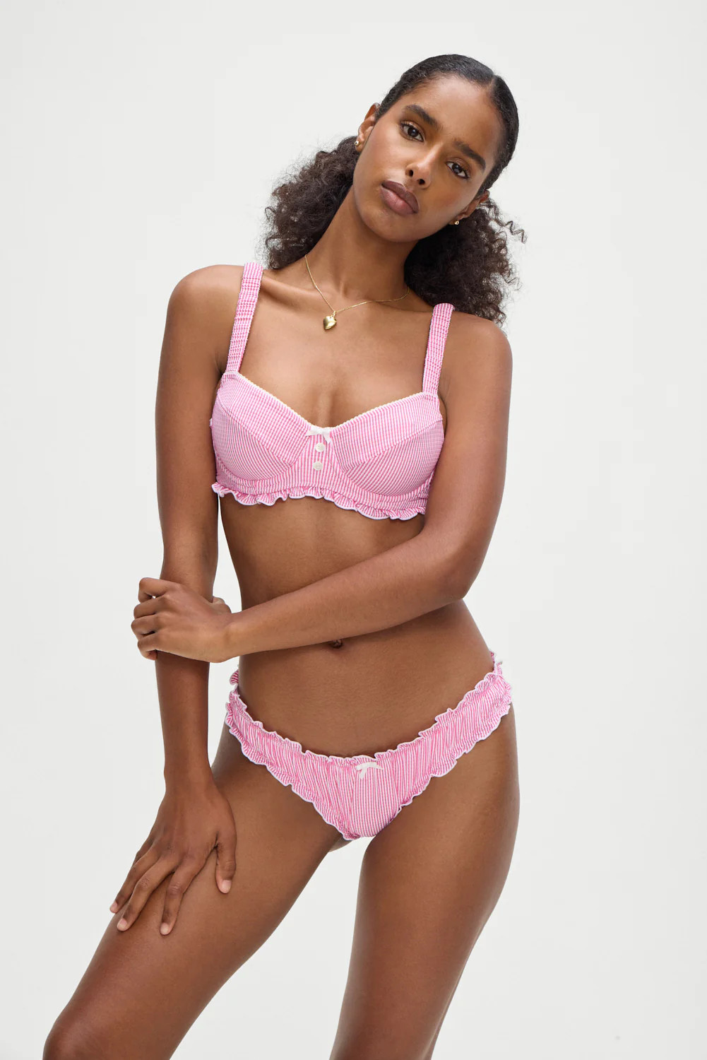 Jane Underwire Bikini Top - Pink Stripe | Frankies Bikinis
