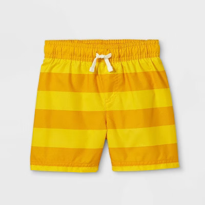 Toddler Boys' Striped Swim Trunks - Cat & Jack™ Yellow | Target