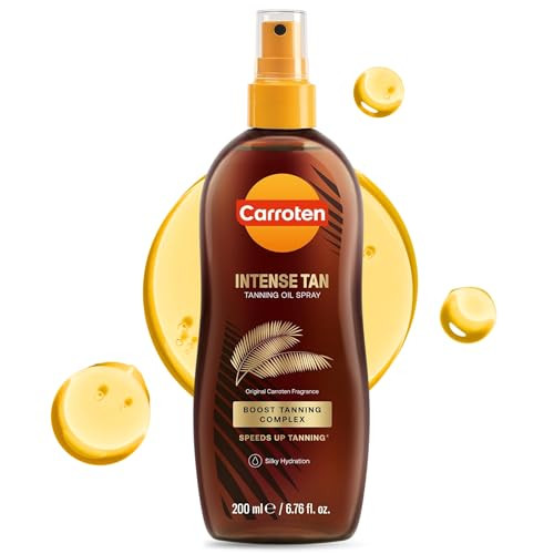 Carroten Intensive Tanning Oil Spray | Browning Oil Tan Accelerator | Vitamin E with Carrot & Coconut Oils | Water-Resistant, Silky Hydration | Coconut Fragrance | Made in Greece | 6.7 oz | Amazon (US)
