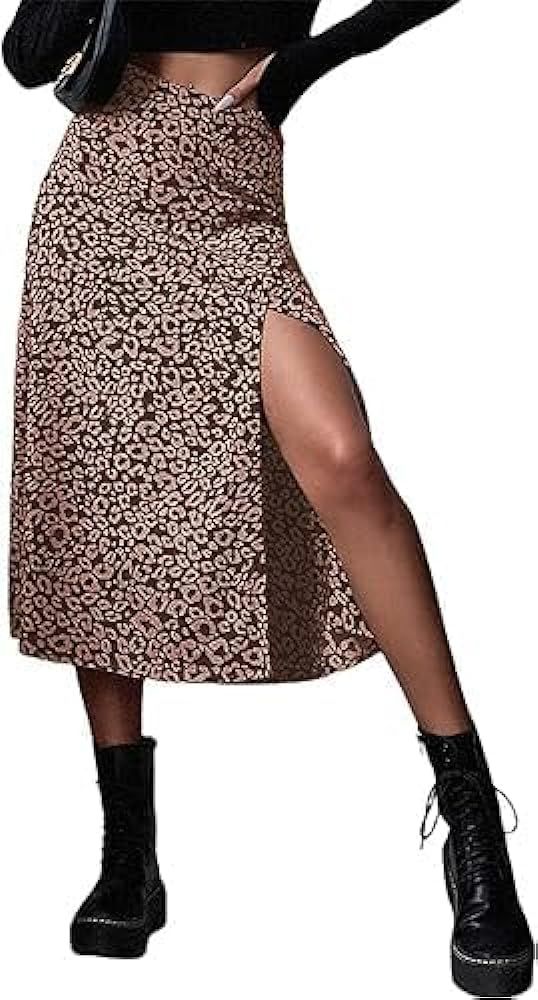 Avanova Women Floral Sexy Slit Slip Midi Skirts Boho High Waisted Summer Skirts | Amazon (US)