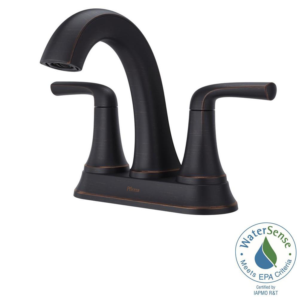 Pfister Ladera 4 in. Centerset 2-Handle Bathroom Faucet in Tuscan Bronze | Home Depot