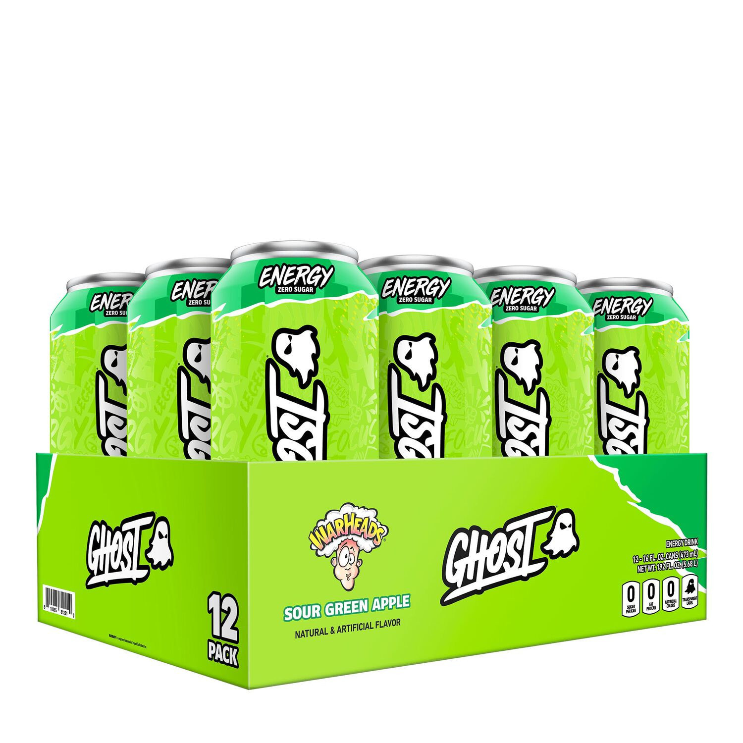 Energy Drink - Warheads Sour Green Apple - 16oz. (12 Cans) | GNC
