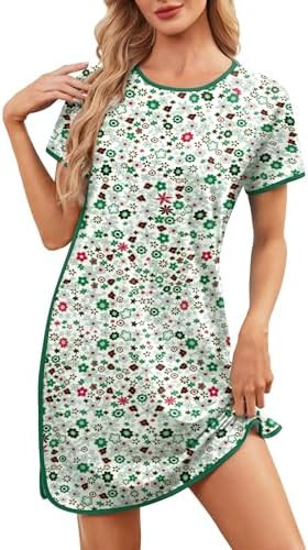 Nightgowns for Women House Dress Short Sleeves Lounge Dresses Night Gowns for Sleeping Soft Print... | Amazon (US)
