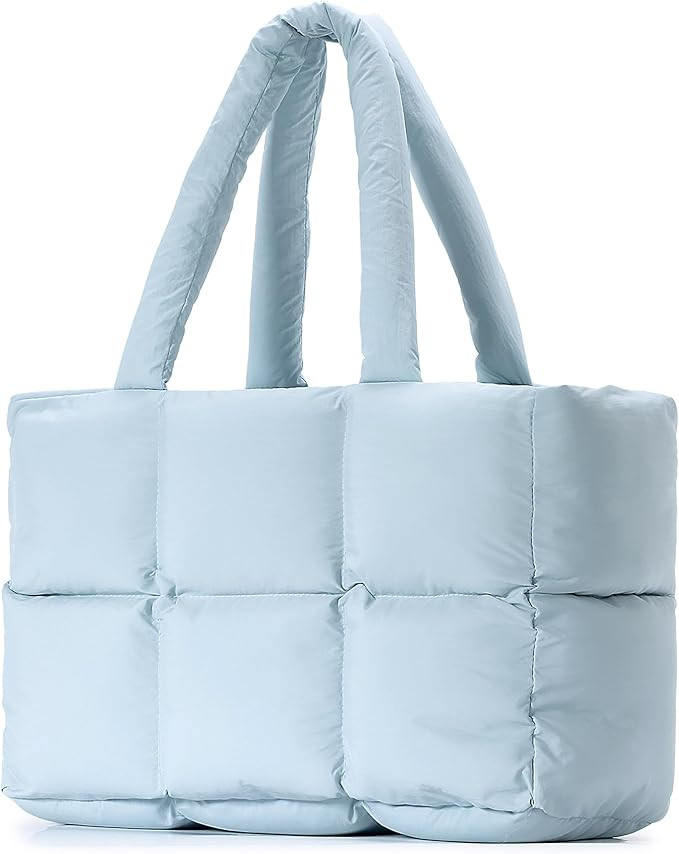 Herald Puffer Tote Bag for Women, Large Quilted Puffy Handbag Lightweight Satchel Purse for Work ... | Amazon (US)