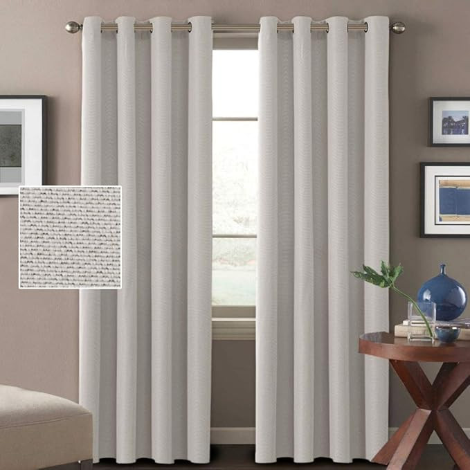 H.VERSAILTEX Linen Curtains 108 Inches Room Darkening Extra Long 108 Textured Linen Burlap Curtai... | Amazon (US)