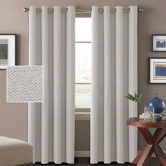 H.VERSAILTEX Linen Curtains 108 Inches Room Darkening Extra Long 108 Textured Linen Burlap Curtai... | Amazon (US)