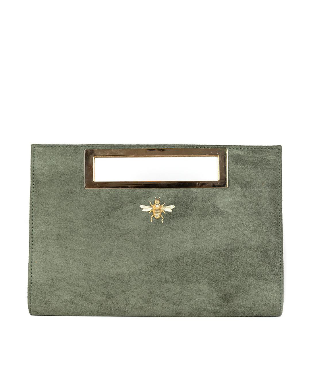Chloe Suede Clutch - Gold Charm | Lisi Lerch Inc