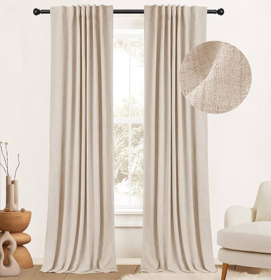 zeerobee 100% Blackout Curtains for Bedroom 96 inches Long, Linen Blackout Curtains 96 inches Lon... | Amazon (US)