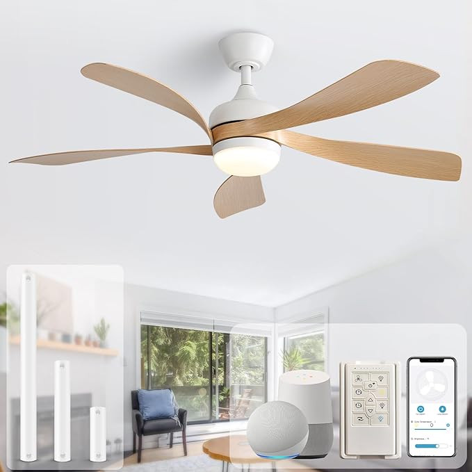 Sofucor 52" Smart Ceiling Fan, Indoor/Outdoor Ceiling Fans with Lights and Remote, Compatible wit... | Amazon (US)