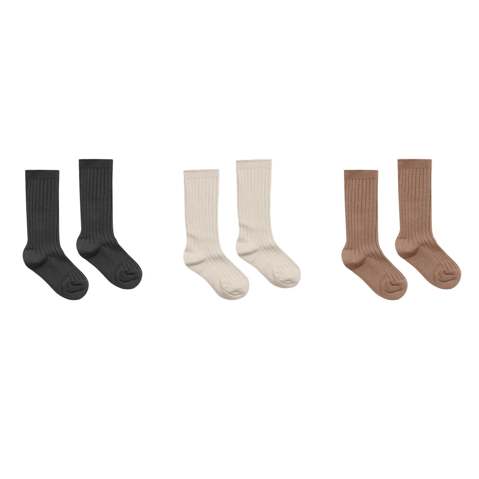 Rylee & Cru Ribbed Socks 3-pack, Mocha/Natural/Black | SpearmintLOVE