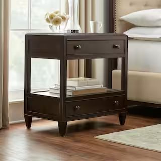 Home Decorators Collection Bonterra 2-Drawer Chocolate Brown Nightstand (32.5 in. W x 21.7 in. D ... | The Home Depot