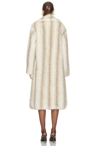 x Emma Leger Carrie Faux Fur Coat in Beige | Revolve Clothing (Global)