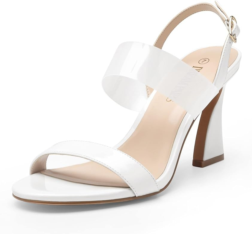 DREAM PAIRS Women’s Clear Heels Slingback Open Toe Sexy Comfort Double Straps Dress Wedding San... | Amazon (US)