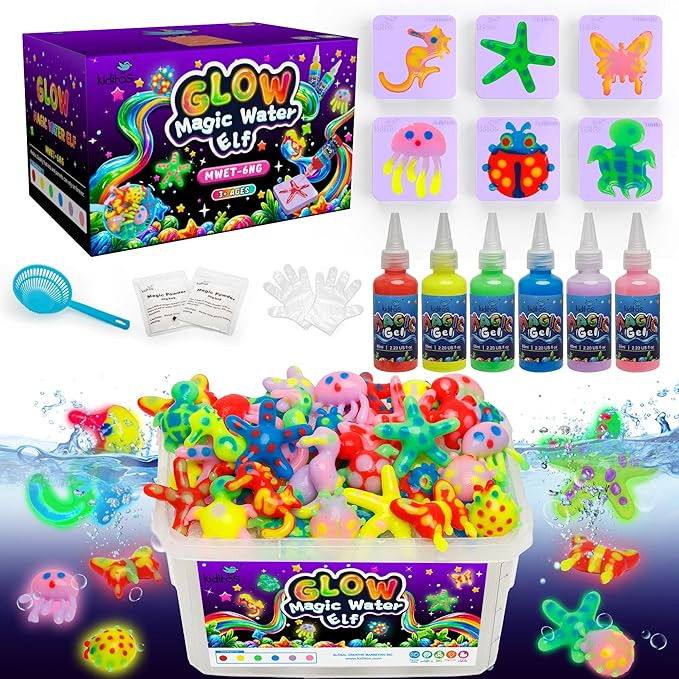 Kiditos Glow in the Dark Magic Water Elf Toy Kit,Aqua Fairy Water Gel Kit-6 Magic Gel&6 Molds-Mak... | Amazon (US)