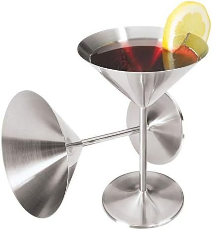 Oggi 8-Ounce Stainless Steel Martini Goblets, Set of 2 | Amazon (US)
