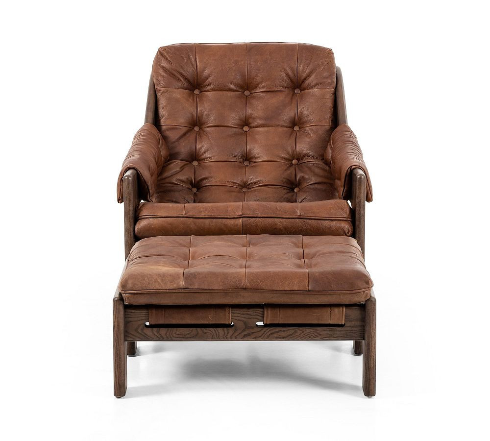 Callum Leather Chair with Ottoman | Pottery Barn (US)