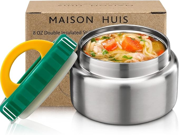 MAISON HUIS 8oz Soup Thermo Wide Mouth Vacuum Insulated Thermo Food Jar, Leak Proof Stainless Ste... | Amazon (US)