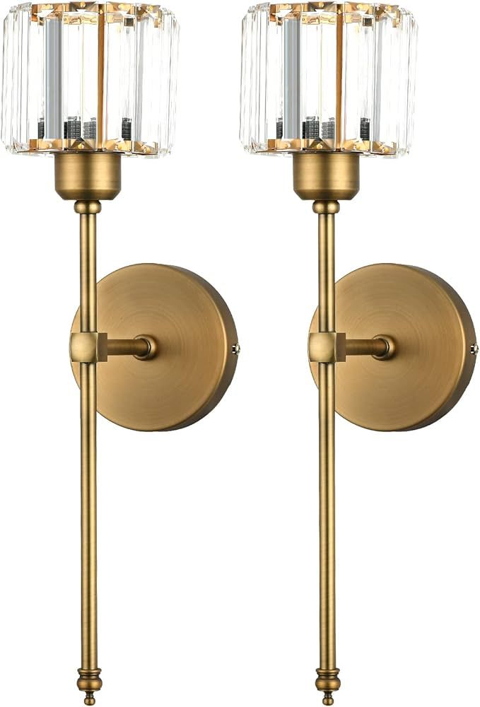 Bsmathom Wall Sconces Sets of 2, Classic Brushed Brass Sconces Wall Lighting, Hardwired Bathroom ... | Amazon (US)