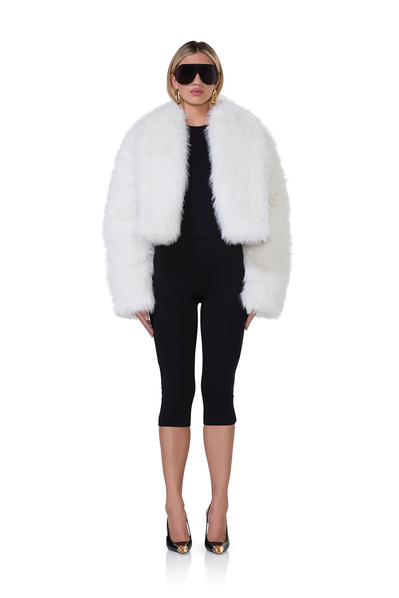 Stephanie Fur Jacket - Off White | ShopAFRM