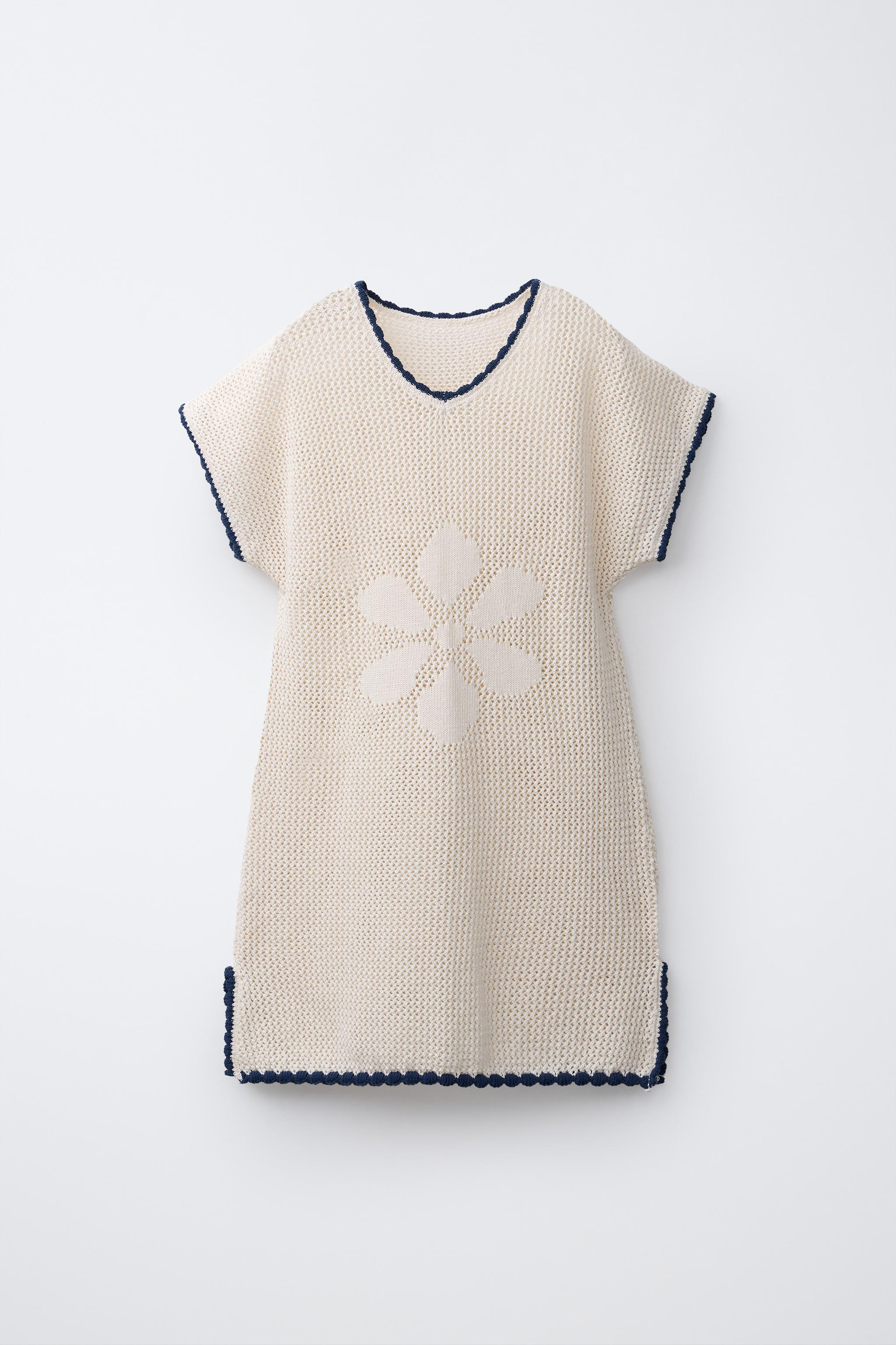 FLORAL CROCHET KNIT KAFTAN | Zara US