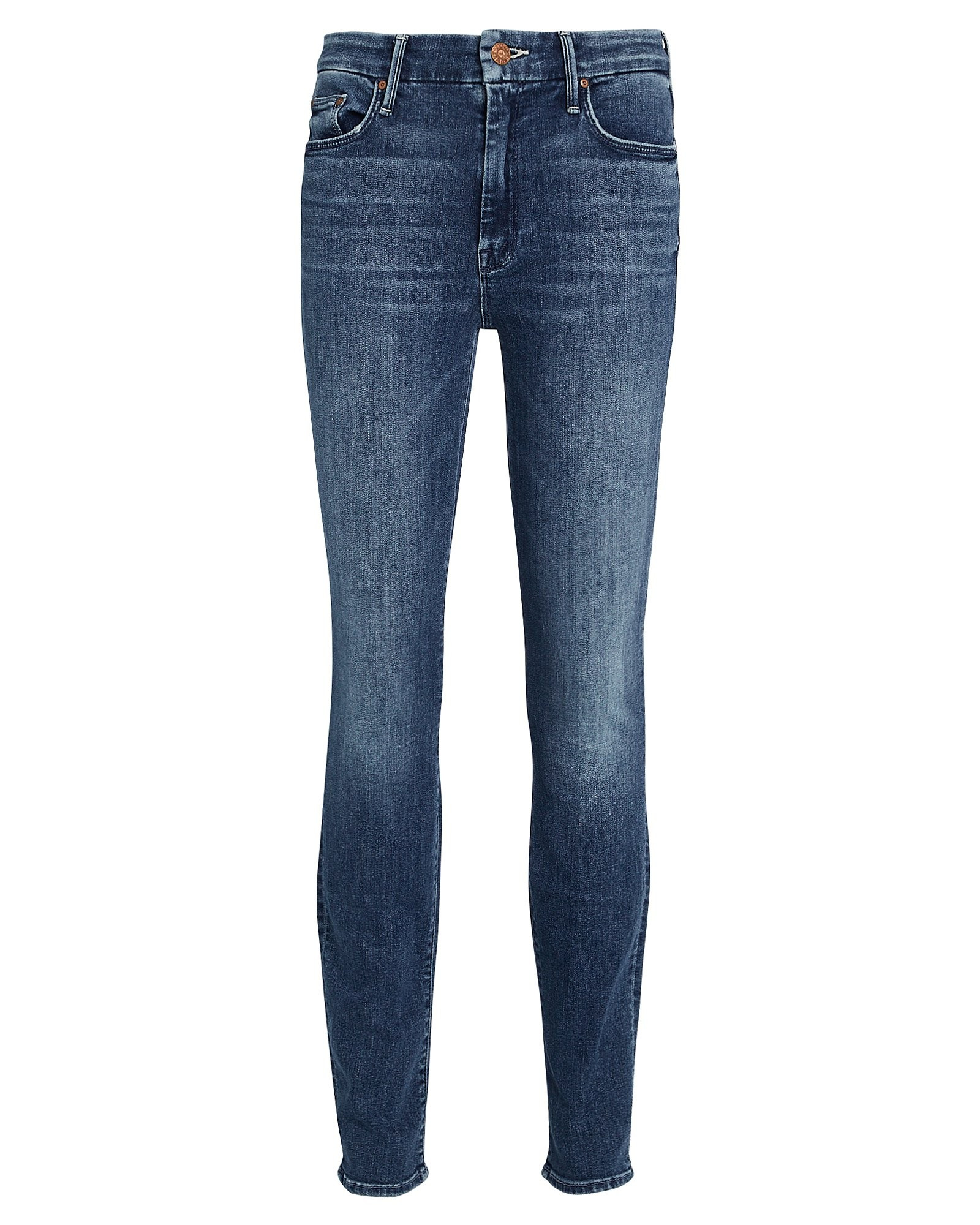 MOTHER The Looker High-Waist Skinny Jeans, Denim-Drk 23 | INTERMIX