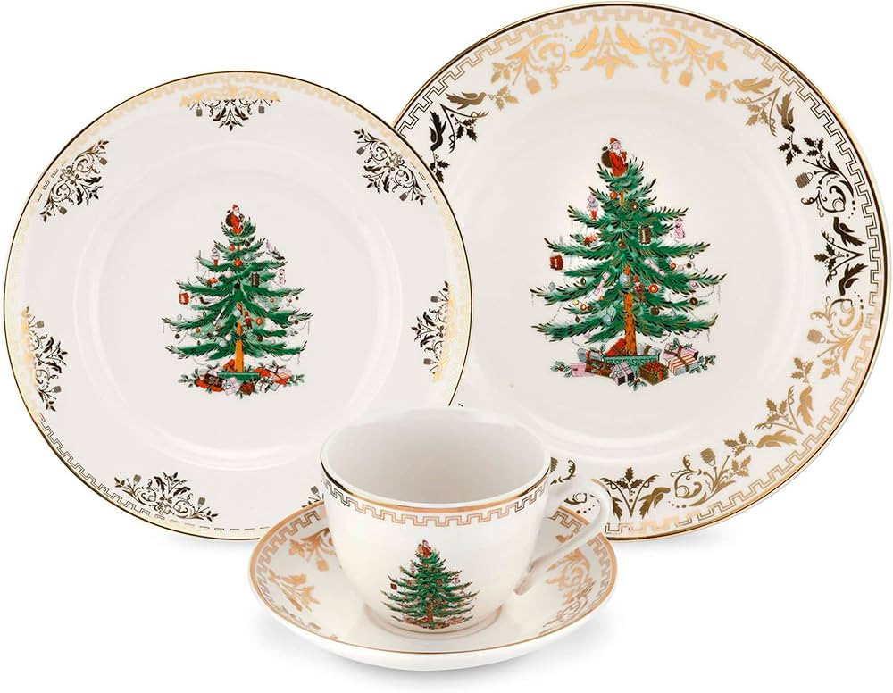Spode Christmas Tree Gold 4-Piece Setting | Made of Fine Earthenware | Gold Collection | Service ... | Amazon (US)