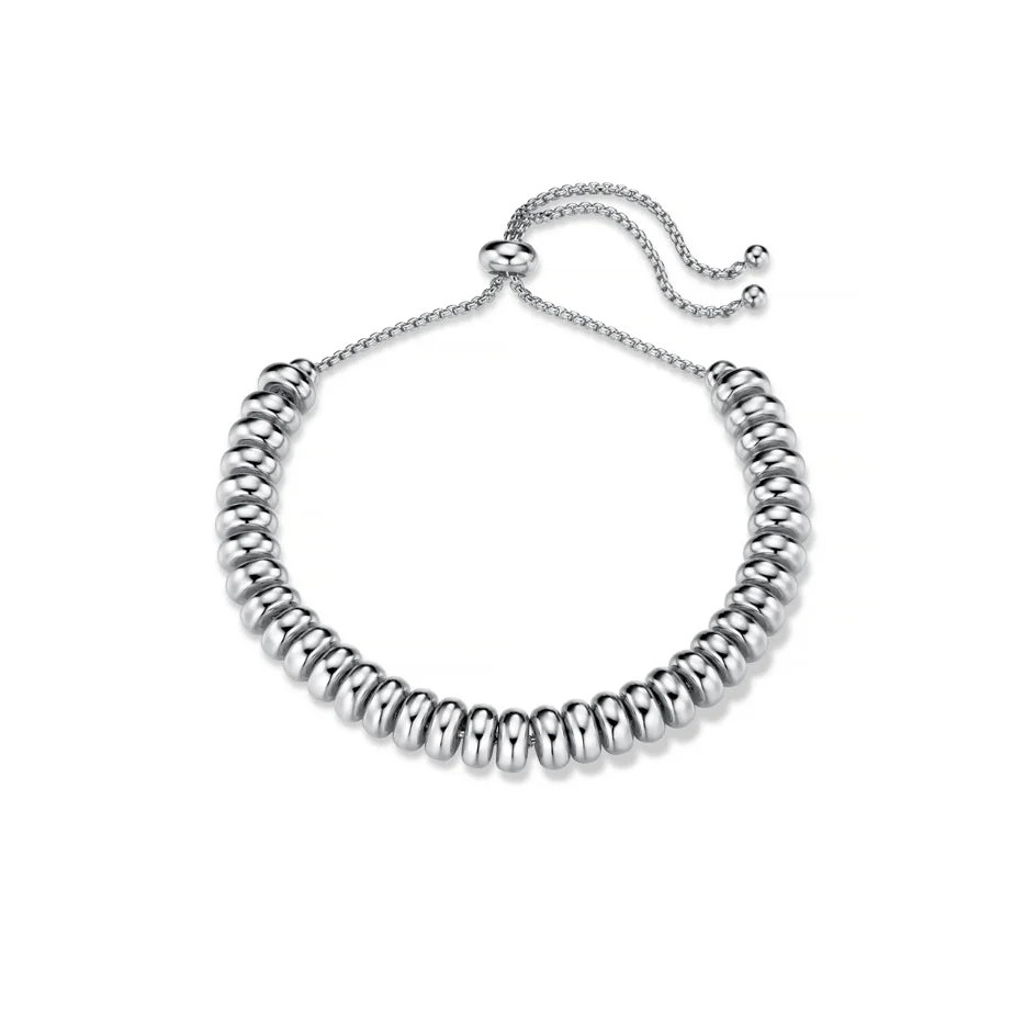 Metal Nugget Adjustable Slider Bracelet - Silver | Orelia