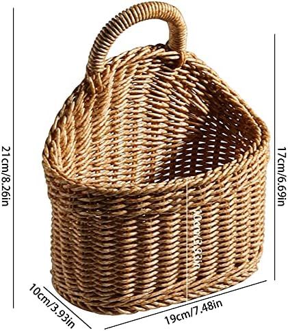 Handmade Woven Hanging Basket Natural Wicker Handed Storage Basket for Home Garden Wedding Wall Deco | Amazon (US)