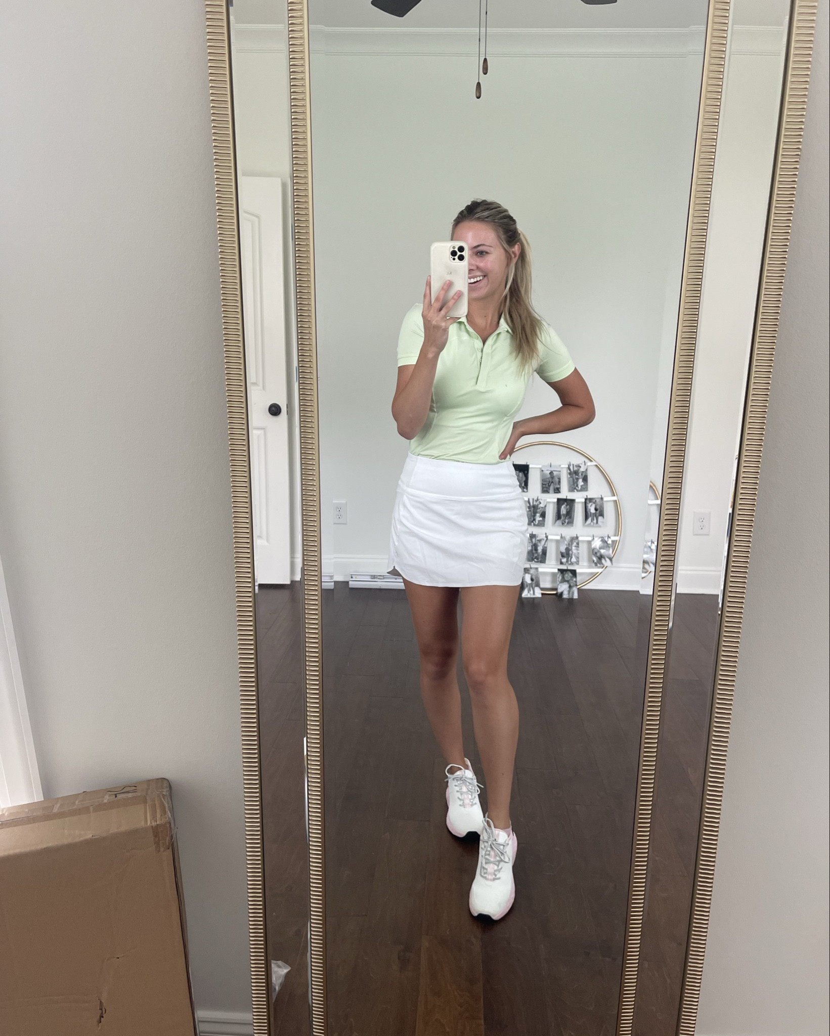 Today’s golf outfit!
Wearing an xs in the skirt! 

Women’s golf, golf tournament, lululemon golf, athleta golf skirt 