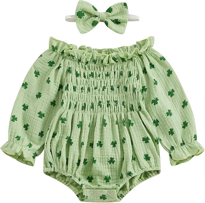 farrubbyine8 Baby Girl Outfit Cute Floral Romper Ruched Bodysuit Comfy Outfits Baby Girl Clothes | Amazon (US)