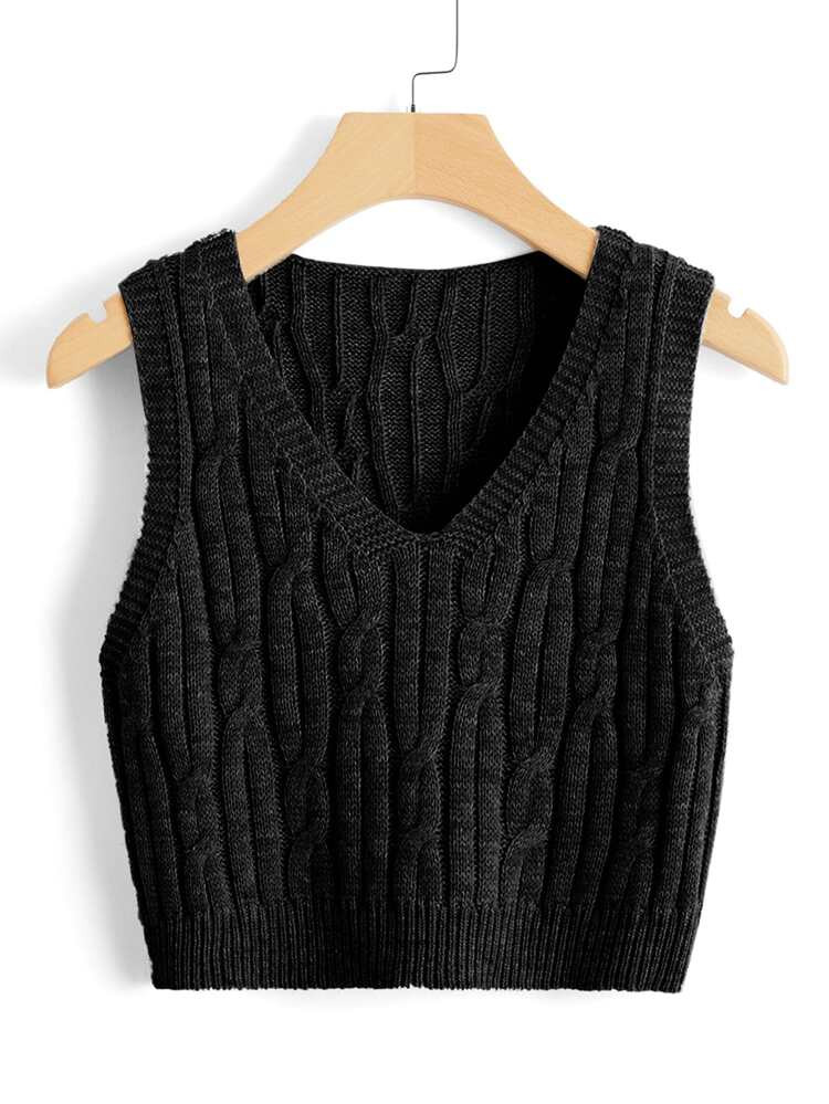 Cable Knit Sweater Vest | SHEIN