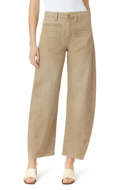 Habitual Evie High Front Patch Ankle Barrel Leg Jeans in Brown Rice at Nordstrom, Size 31 | Nordstrom