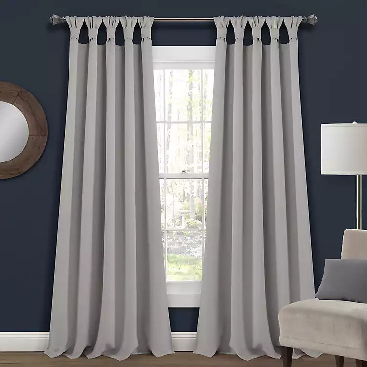 Light Gray Knotted Curtain Panel Set, 95 in. | Kirkland's Home