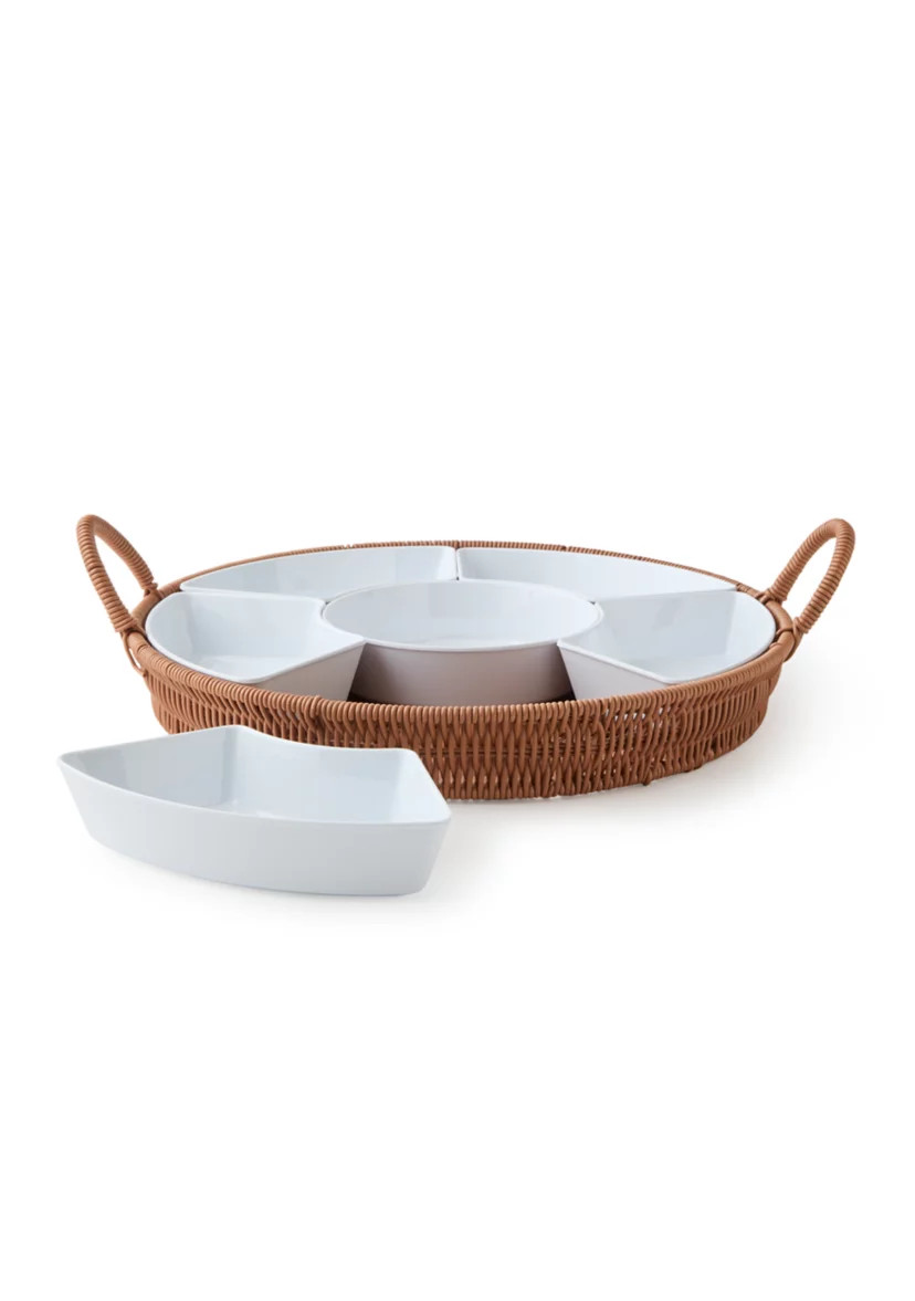 Faux Rattan Six Section Server Tray | Belk