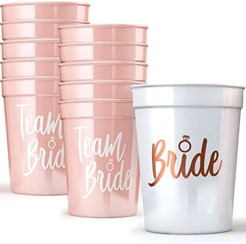 Bride & Team Bride Bachelorette Party Cups (11 Pack) - Bridal Shower Decorations & Party Supplies fo | Amazon (US)