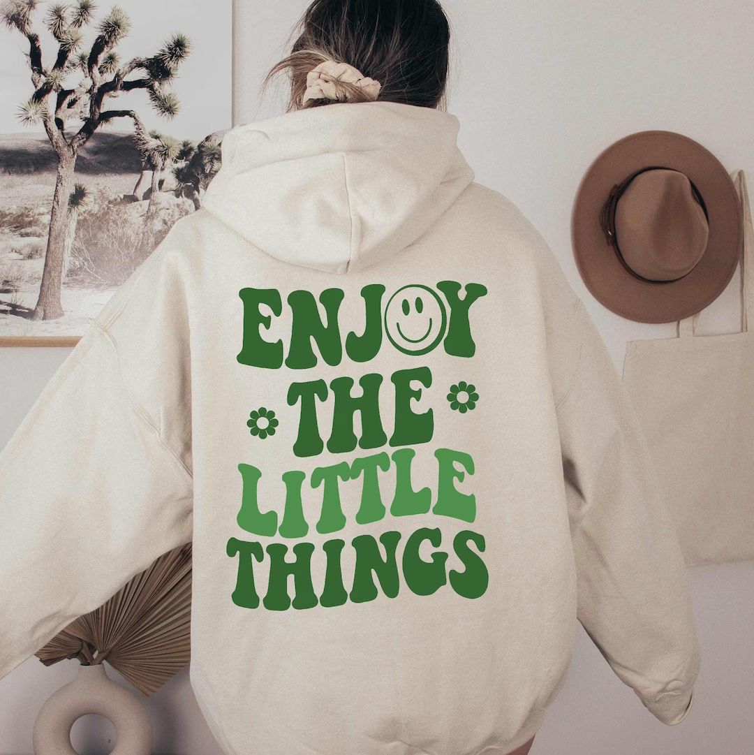 Enjoy the Little Things Hoodie Word's on Tee Aesthetic - Etsy | Etsy (US)