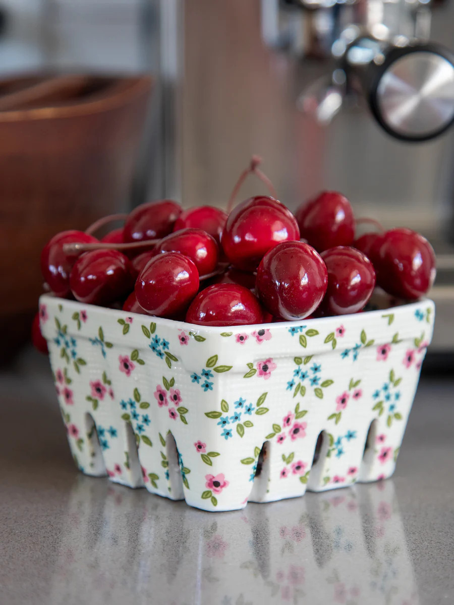 Ceramic Berry Colander - Pink Blue Floral | Natural Life