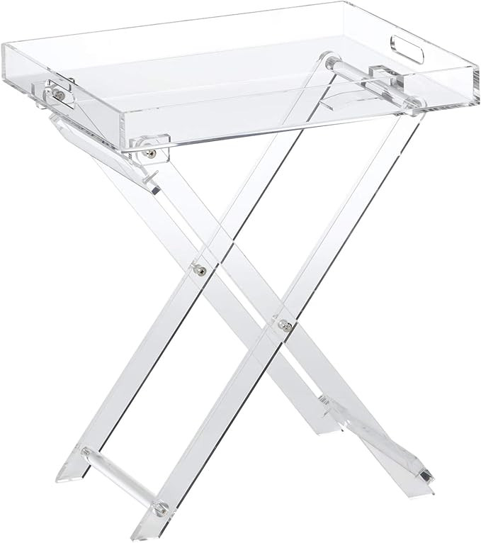 Acrylic Folding Tray Table – Modern Chic Accent Desk - Kitchen and Bar Serving Table - Elegant ... | Amazon (US)