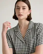 100% European Linen Short Sleeve Shirt in Khaki / Black Gingham | Quince