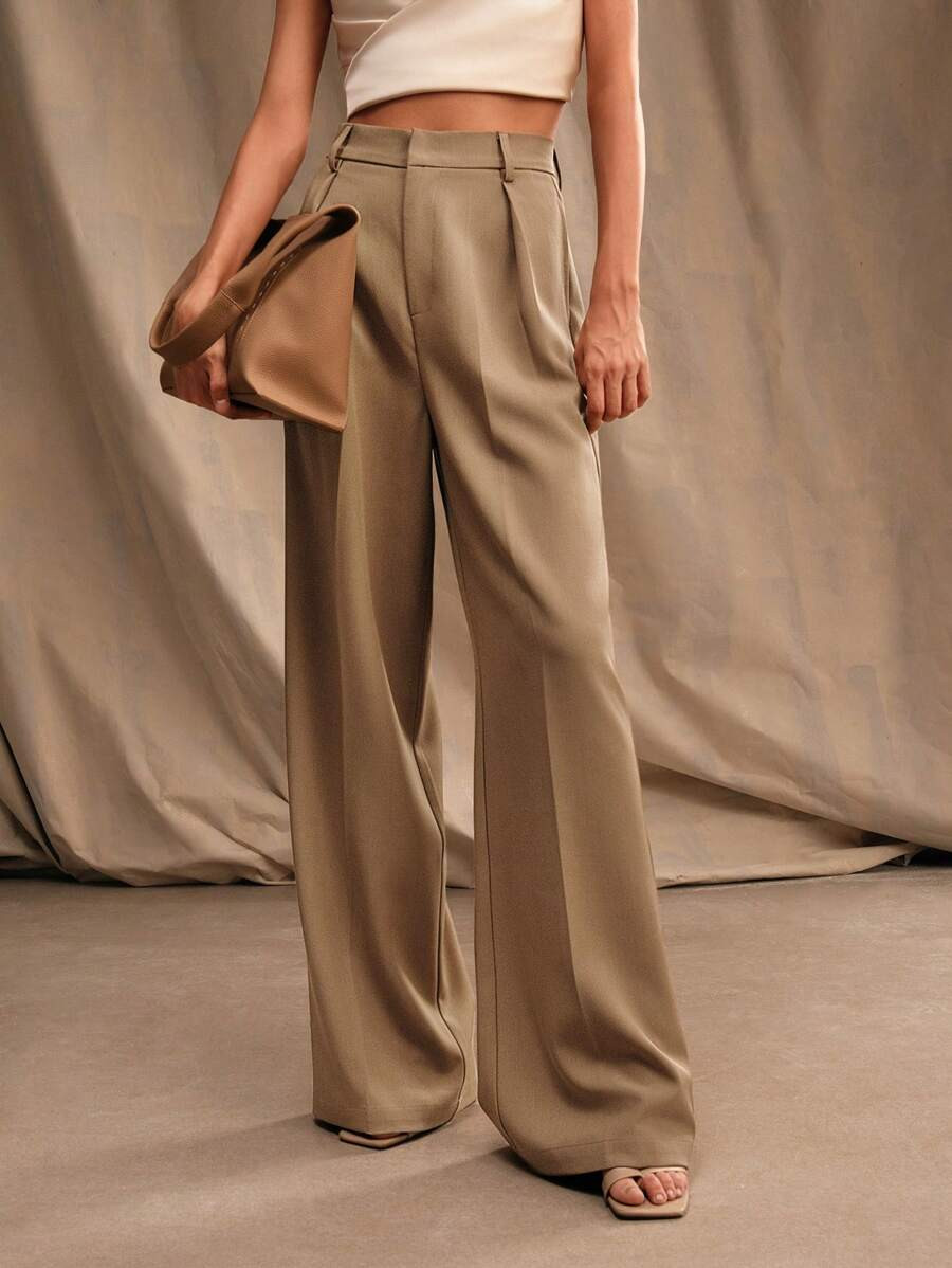 Anewsta Maillard High Waisted Wide Leg Suit Trousers | SHEIN