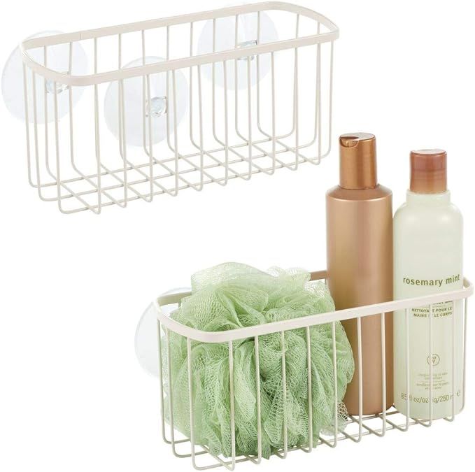 mDesign Metal Suction Shower Caddy Storage Basket - Soap, Sponge Holder for Bathroom Organization... | Amazon (US)